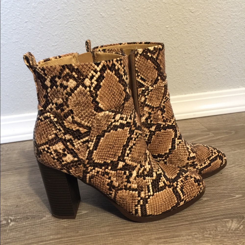 Faux snakeskin boots